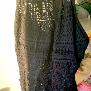 One piece black bathing suit